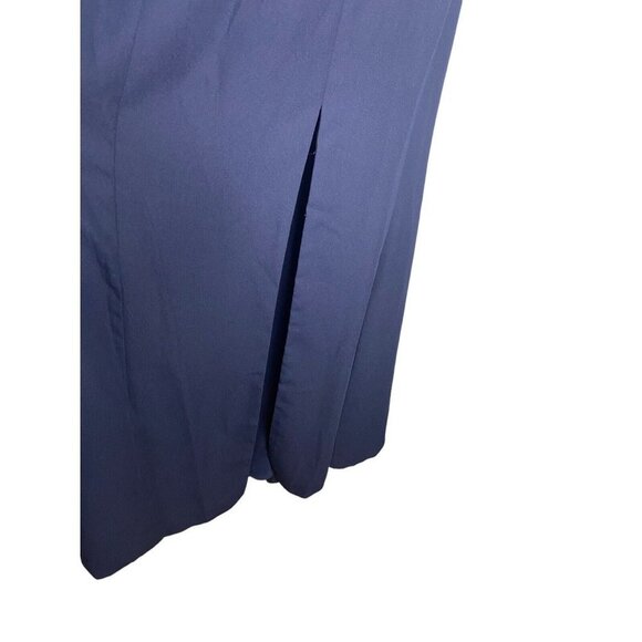 AFTER SIX Wide Strap Notch Empire Waist Dress With Front Slit Midnight Navy 10 - Picture 5 of 11